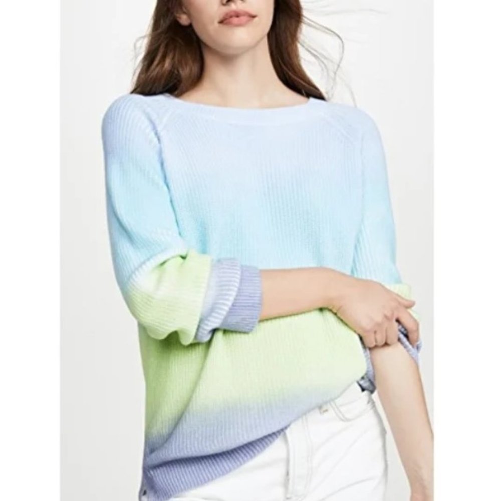 525 America Cotton Knit Boho Preppy Ombre Crewneck Sweater XS Coastal Cowgirl